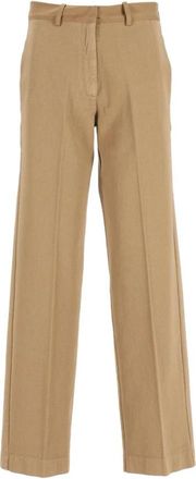 Forte_Forte Katoenen Chino Broek - Dames - Straight fit broeken - Beige - XS - Katoen - Broeken