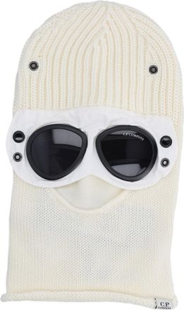 C.P. Company White Wool Balaclava Goggle Hat