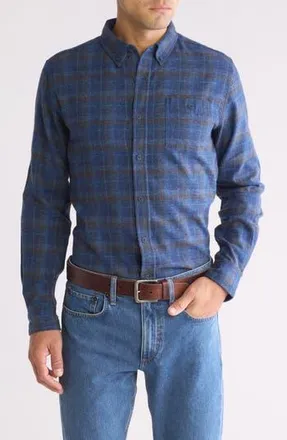 Weatherproof Vintage Brushed Plaid Flannel Shirt in Ink Blue at Nordstrom Rack, Size Xx-Large