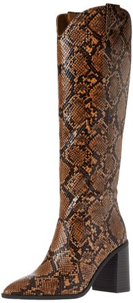 The Drop Womens Cassandra Knee-High Western Boot, Coffee Bean Snake, 7.5