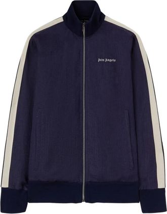 Palm Angels Classic Logo Linnen Track Jacket - Heren - Trainingsjackets - Blauw - M - Linnen - Fitness