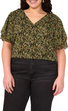 Vince Camuto Ruffle Short Sleeve Blouse in Rich Black at Nordstrom, Size 3 X