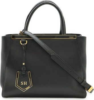 Fendi 2Jours Black Leather Handbag Shoulder Bag Tote Bag (Pre-Owned)