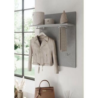 Dmora Mueble De Entrada Dosolo, Instalaci&oacute;n Suspendida, Estructura Madera Noble, Tono Cemento, 63x27x78h Cm