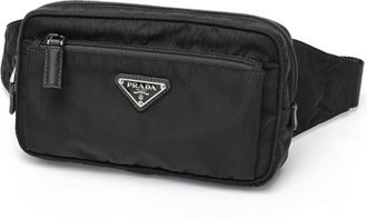Prada Black Fabric Saffiano Triangle Fanny Pack (Pre-Owned)