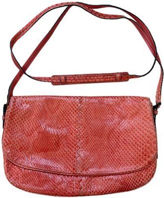 Bottega Veneta Vermillion Snakeskin Vintage Shoulder Bag