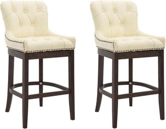 Clp Set 2x Taburetes Lakewood En Cuero Original Crema Antiguo