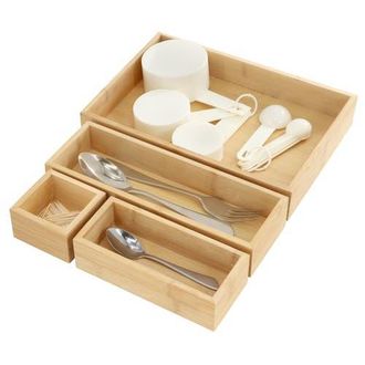 MegaChef Wood Storage and Organization Trays in Bamboo at Nordstrom, Size Medium