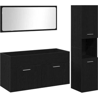 vidaXL Juego De Muebles De Ba&ntilde;o 3 Pcs Roble Negro 60 X 38.5 X 46 Cm Vidaxl