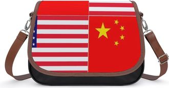 Generic China U.S. Flag Small Womens Crossbody Bags Shoulder Handbag with Adjustable Strap for Travel