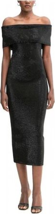 Michael Kors Versierde Stretch Knit Off-The-Shoulder Jurk - Dames - Feestkleedjes - Zwart - L - Nylon - Kleedjes