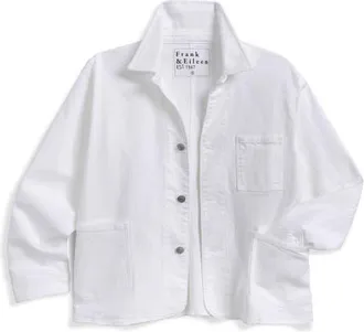 Frank & Eileen Bantry Stretch Denim Barn Jacket in White Denim at Nordstrom, Size X-Small