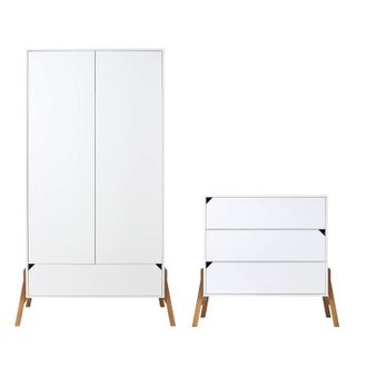 OEM Commode 3 Tiroirs Et Armoire 2 Portes Bellamy Lotta Blanc