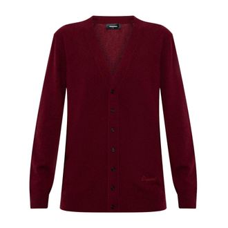 Dsquared2 Truien & Vesten, Dames, Rood, 2Xs, Wol, Logo Cardigan