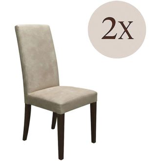 Dmora Set di Sedie Ferraris, 2 Sedie, Effetto Velluto, Imbottito, Beige