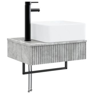 vidaXL Lavabo De Lavado Montado En La Pared Gris Hormig&oacute;n Vidaxl