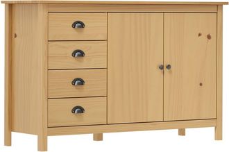 vidaXL Aparador Hill Madera Maciza Pino Marr&oacute;n Miel 130x40x80 Cm Vidaxl