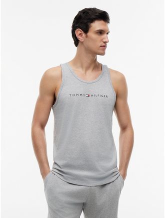 Tommy Hilfiger Mens Hilfiger Logo Sleep Tank Top - Grey - XL