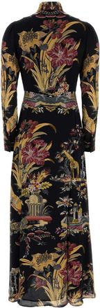 Etro Womens Printed Crepe Long Dress X0813 Abiti