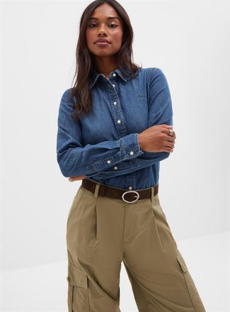 Lauren Ralph Lauren Womens Embroidered logo denim shirt