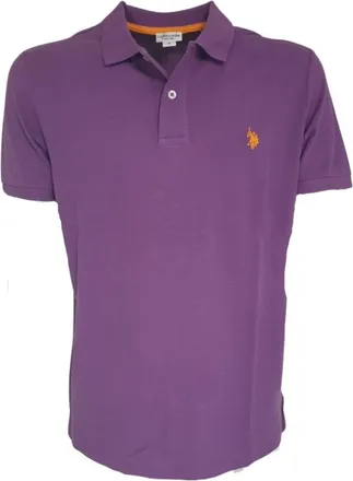 U.S.Polo Association Paarse Katoenen Polo Logo T-Shirt - Heren - Polos - Paars - L - Katoen - Tops