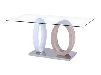VENTE-UNIQUE.COM Mesa de comedor efecto madera color natural claro, blanco