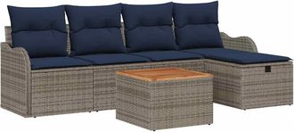 vidaXL Conjunto De Sof&aacute;s De Jard&iacute;n 6 Uds. Gris Rat&aacute;n Sint&eacute;tico Vidaxl