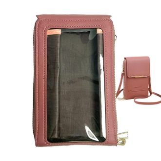 Generic Bag - Touchscreen Friendly Phone Pouch, Faux Leather Zipper Wallet, Compact Purse with Card Holder, Organizer for Keys Cosmetics Small Women and Teens