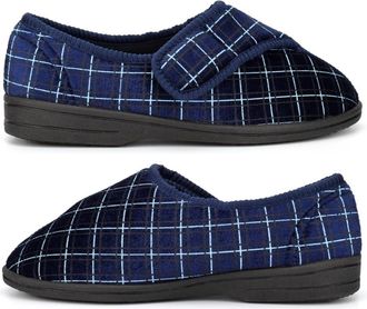 Generic Mens Touch Fastening Slippers Size 6 Boys Slippers Size 9 Mens Touch Fastening Slipper Rubber Sole Slipper Rubber Sole Washable Sizes 6-12 Navy 10 UK