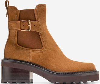 Cole Haan Womens Shibley Waterproof Lug Buckle Booties - Brown Size 5.5