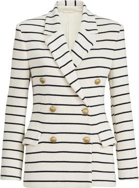 Brunello Cucinelli Striped knit blazer in Blue at Nordstrom, Size 38 It