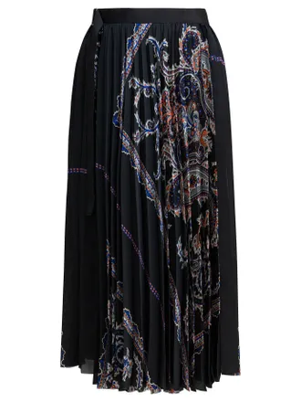 sacai Pleated Skirt With Paisley Print