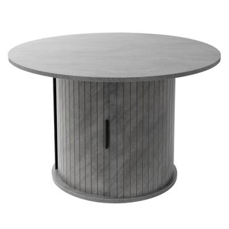 ML Design Mesa de centro redonda con puerta corredera 80 x 80 x 50 cm gris