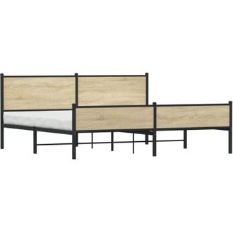 vidaXL Vidaxl - Estructura De Cama Sin Colch&oacute;n Metal Roble Sonoma 200x200 Cm