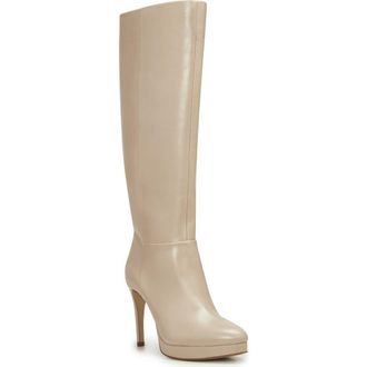 Vince Camuto Valeria Knee High Platform Boot - Wide Calf in Soft Buff at Nordstrom Rack, Size 10
