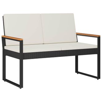 vidaXL Banco De Exterior Negro Y Blanco Crema 107 X 61 X 80 Cm Vidaxl