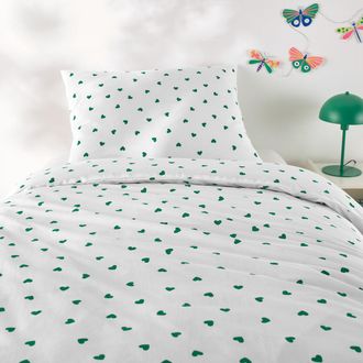 La Redoute Interieurs Beddengoed voor kinderen, van 50% gerecycled katoen, met rechthoekig kussensloop, Scacco groen