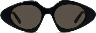 Loewe Slim 50mm Geometric Sunglasses in Shiny Black/brown at Nordstrom