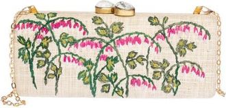 Raf&eacute; New York Alessandra Rattan Long Clutch in Fuchsia at Nordstrom, Size Small