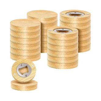 OEM Juego De 24 Abridores De Botellas Magn&eacute;ticos, 6,3 Cm, Bamb&uacute;, Forma Redonda, Para Refrigerador, Im&aacute;n De Madera, Adhesivo Para Refrigerador
