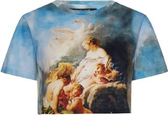 Roberto Cavalli Wild Leda Print Cotton T-Shirt, Brand Size 42 ( US Size 8 )