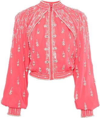 Saiid Kobeisy crystal embellished jacket - women - Polyester - 34 - Pink