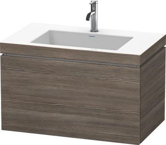Duravit Lavabo Para Muebles Duravit L-cube C-bonded Con Base, Colgante, 80x48 Cm, 1 Extra&iacute;ble, Sin Rebosadero, 3 Agujeros Para Grifos, Color: Pino Terra Decor