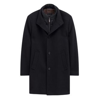 Bugatti Single-Breasted Coat 821428-84203 - Heren - Mantel - Blauw - XL - Leer - Jassen