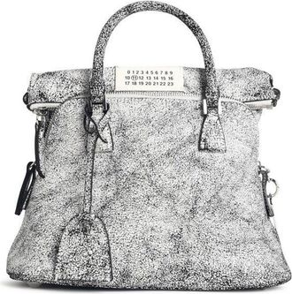 Maison Margiela 5Ac Black And White Cracked Leather Bag