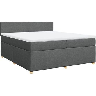 vidaXL Vidaxl - Cama Box Spring Con Colch&oacute;n Tela Gris Oscuro 200x200 Cm