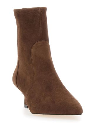 Stuart Weitzman Womens Ankle Boots Vinnie Bootie 50 Brown Leather