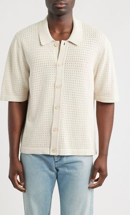 Corridor Pointelle Short Sleeve Organic Cotton Sweater in Natural at Nordstrom, Size Xx-Large