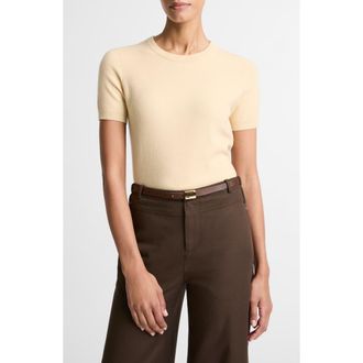 Vince Short Sleeve Wool Blend Sweater in Chamomile at Nordstrom, Size Xx-Small