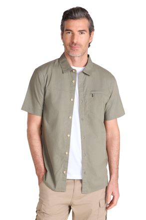 Mountain Warehouse Coconut Slub Texture Short-Sleeved Shirt - Lightweight Cotton Tee with Pocket, Casual Wear - Spring Summer, Holidays & Travelling Khaki (Slub Texture)
